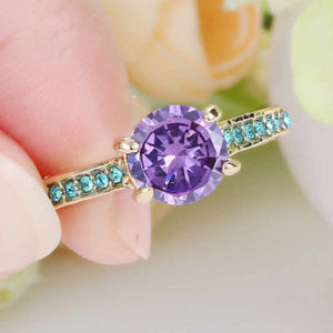 10K Yellow Gold Filled Purple Amethyst Ring